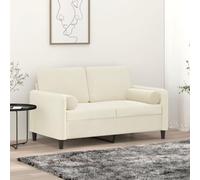 WHOPBXGAD Sofá de 2 plazas 120 cm Terciopelo Crema Moderno con Cojines extraíbles, Estructura metálica Robusta, salón y Relax