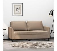 WHOPBXGAD Sofá de 2 Plazas Capuchino 140 cm Cuero Sintético Resistente a Manchas para Sala de Estar y Comedor, Estructura Metálica Estable, Acolchado Grueso Cómodo, Diseño Moderno Elegante