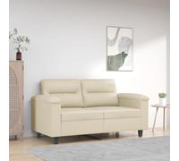 WHOPBXGAD Sofá de 2 plazas Cuero sintético Crema 120 cm Moderno Elegante para Sala de Estar, Resistente Manchas, Estructura Metal Estable, cómodo Acolchado Grueso, Ideal Relax TV Lectura
