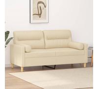 WHOPBXGAD Sofá de 2 plazas Moderno Color Crema 140 cm con Cojines desenfundables, Estructura metálica Robusta, Tela Transpirable Duradera para Sala de Estar y Descanso