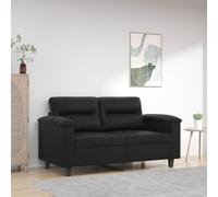 WHOPBXGAD Sofá de 2 plazas Negro 120 cm Cuero sintético Resistente, Estructura metálica Estable, diseño Moderno Elegante para Sala de Estar y salón, cómodo Acolchado Grueso