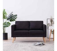 WHOPBXGAD Sofá de 2 Plazas Negro Moderno con Fundas Lavables, Estructura de Madera Sólida, Ideal para Sala de Estar y Apartamentos, Cómodo y Elegante