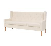 WHOPBXGAD Sofá de 3 plazas Blanco Crema Tela poliéster Suave, Estructura Madera Maciza Resistente, cómodo para Sala de Estar y Descanso, fácil Montaje