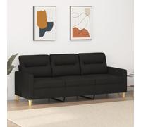 WHOPBXGAD Sofá de 3 plazas Negro 180 cm Tela Duradera Estructura metálica Robusta diseño Moderno para Sala de Estar Comedor Relax Lectura televisión