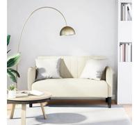 WHOPBXGAD Sofá Loveseat 109 cm Cream Velvet Upholstery Modern Small Space Living Room Furniture with Wooden Accent Arms Comfortable Seating for Home Decor