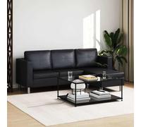 WHOPBXGAD Sofá Modular 3 plazas Negro Cuero Artificial Premium con Chaise Longue, cómodo para Sala de Estar, sofá Cama Moderno para Familia y Amigos