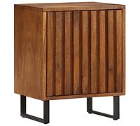 WHOPBXGAD Solid Mango Wood Nightstand 40x30x50 cm Vintage Style Bedside Table with Storage Door, Honey Finish & Iron Legs, Durable Rustic Bedroom Furniture for Home Decor