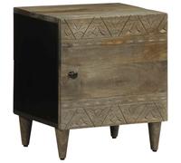 WHOPBXGAD Solid Mango Wood Nightstand Light Gray 40x33x46cm with Metal Legs, Elegant Bedside Table with Ample Storage Space for Bedroom & Living Room, Durable Tropical Hardwood Furniture