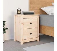 WHOPBXGAD Solid Pine Wood Nightstand with 2 Drawers 50x35x61.5 cm, Rustic Bedside Table for Bedroom, Modern Side Table with Storage for Living Room, Home Decor Furniture