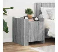 WHOPBXGAD Sonoma Grey Engineered Wood Nightstand 45x50x50 cm with Storage Shelf, Sturdy Bedside Table for Bedroom & Living Room, Modern End Table with Easy Assembly & Wall Mounting