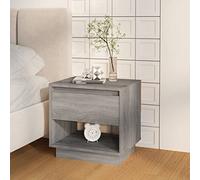 WHOPBXGAD Sonoma Grey Engineered Wood Nightstand with Drawer, 45x34x44 cm Bedside Table for Bedroom, Sturdy Modern End Table with Open Compartment, Easy Assembly Compact Night Stand for Small Spaces