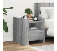WHOPBXGAD Sonoma Grey Engineered Wood Nightstand with Drawer 45x50x50 cm, Sturdy Bedside Table for Bedroom & Living Room, Modern Storage Cabinet with Smooth Surface, Easy to Clean & Assemble