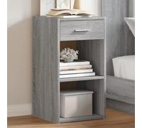WHOPBXGAD Sonoma Grey Engineered Wood Nightstand with Drawer and Open Shelves 35x34x65 cm, Multifunctional Bedside Table for Bedroom and Living Room, Durable Moisture-Resistant Surface, Easy Assembly