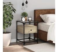WHOPBXGAD Sonoma Nightstand 40x40x55 cm, Engineered Wood Bedside Table with Shelf, Modern Oak Finish for Bedroom & Living Room, Sturdy Moisture-Resistant Design, Easy to Clean & Assemble