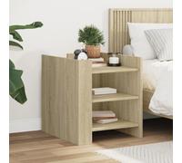 WHOPBXGAD Sonoma Nightstand 45x50x50 cm, Engineered Wood Bedside Table with 2 Storage Compartments, Sturdy & Moisture-Resistant, Modern Design for Bedroom or Living Room, Easy to Clean & Assemble