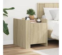 WHOPBXGAD Sonoma Oak Engineered Wood Nightstand 45x50x50 cm - Elegant Bedside Table with Storage, Sturdy & Moisture-Resistant, Easy to Clean, Perfect for Bedroom or Living Room