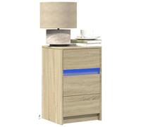 WHOPBXGAD Sonoma Oak LED Night Stand with USB Port, Modern Bedside Table with RGB Lighting & Storage Drawer, Engineered Wood End Table for Bedroom Living Room, 38x34x61cm