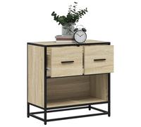 WHOPBXGAD Sonoma Oak Nightstand 60x31x60 cm with 2 Drawers - Engineered Wood Metal Bedside Table for Bedroom, Modern Storage End Table with Smooth Surface, Durable & Stable Design, Easy to Clean