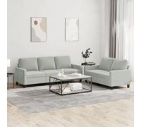 WHOPBXGAD Velvet 2+3 Seater Sofa Set with Cushions Light Gray Modern Living Room Furniture for Home Lounge Relaxation Comfortable Sectional Couches