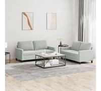 WHOPBXGAD Velvet 2 Piece Sofa Set with Cushions Light Gray Modern Living Room Furniture for Small Spaces Comfortable Seating for Relaxing and Entertaining