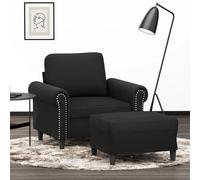 WHOPBXGAD Velvet Accent Chair with Ottoman 60 cm Black Modern Living Room Furniture for Relaxing Reading TV Watching Soft Comfortable Seating Sturdy Structure