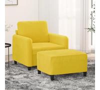 WHOPBXGAD Velvet Accent Chair with Ottoman 60 cm Yellow Modern Living Room Furniture Soft Comfortable Seating for Reading Relaxing Home Decor