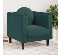 WHOPBXGAD Velvet Accent Chair with Round Pillow Dark Green Modern Living Room Sofa Single Seater for Reading Relaxation Comfortable Upholstered Armchair