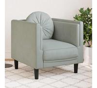 WHOPBXGAD Velvet Accent Chair with Round Pillow Light Gray Modern Living Room Furniture Soft Comfortable Seating for Reading Relaxing TV Watching Home Decor