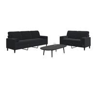 WHOPBXGAD Velvet Black 2-Piece Sofa Set with Cushions Modern Living Room Furniture for Small Spaces Comfortable Seating Conversation Set Home Decor