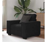 WHOPBXGAD Velvet Black Lounge Chair 59cm Seat Width, Modern Accent Sofa for Living Room and Office, Soft Upholstered Armchair with Sturdy Wood Frame for Reading Relaxation