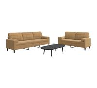 WHOPBXGAD Velvet Brown 2-Piece Sofa Set with Cushions for Living Room, Modern Sectional Couches with Soft Fabric and Sturdy Metal Frame, Comfortable Seating for Relaxing and Entertaining