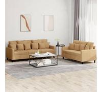 WHOPBXGAD Velvet Brown 5-Piece Sectional Sofa Set with Cushions, 2+3 Seater Living Room Furniture for Modern Home, Comfortable Lounge Conversation Set with Soft Fabric and Sturdy Structure