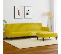WHOPBXGAD Velvet Convertible Sofa Bed 2 Piece Set in Yellow, Space Saving Sleeper Sofa with Ottoman, Comfortable Living Room Furniture for Small Apartments and Guest Rooms