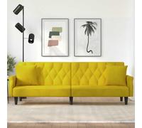 WHOPBXGAD Velvet Convertible Sofa Bed with Adjustable Backrest, Yellow Sleeper Couch for Small Spaces, Guest Room Furniture with Thick Padding and Armrests, 110kg Weight Capacity