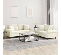 WHOPBXGAD Velvet Cream 2-Piece Sofa Set with Cushions, Modern Living Room Furniture for Small Spaces, Comfortable Seating with Soft Fabric, Sturdy Wood Frame, Perfect for Chatting and Relaxing