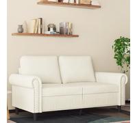 WHOPBXGAD Velvet Cream 2 Seater Sofa 120cm Modern Living Room Furniture with Soft Fabric, Sturdy Metal Frame and Thick Cushions for Comfortable Relaxation and TV Watching