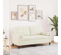 WHOPBXGAD Velvet Cream 2 Seater Sofa 140cm with Removable Cushions, Modern Living Room Furniture for Relaxing and Entertaining Guests, Soft Comfortable Fabric with Sturdy Metal Frame