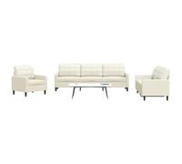 WHOPBXGAD Velvet Cream 4-Piece Sofa Set with Cushions, Modern Living Room Furniture, Comfortable Sectional Couch with Ottoman for Small Spaces, Soft Fabric, Sturdy Metal Frame