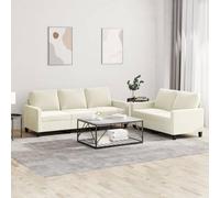 WHOPBXGAD Velvet Cream 5-Piece Sofa Set with Cushions, 2+3 Seater Living Room Furniture, Soft Plush Fabric, Sturdy Wood Metal Frame, Comfortable Lounge Chat Reading TV Watching Relaxation Home Decor