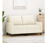 WHOPBXGAD Velvet Cream Sofa 2 Seater 120cm Modern Living Room Furniture with Soft Fabric, Sturdy Metal Frame and Thick Padding for Relaxing and Entertainment