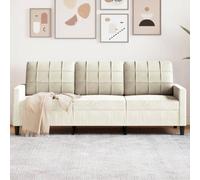 WHOPBXGAD Velvet Cream Sofa 3 Seater 180cm Modern Living Room Furniture with Soft Fabric, Sturdy Metal Frame and Thick Cushions for Relaxing, TV Watching, Reading