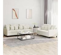 WHOPBXGAD Velvet Cream Sofa Set 2+3 Seater with Cushions, Modern Living Room Furniture for Relaxing, Reading, TV Watching, Soft Fabric, Sturdy Structure, Comfortable Seating