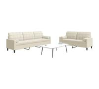 WHOPBXGAD Velvet Cream Sofa Set 2+3 Seater with Cushions, Modern Living Room Furniture for Relaxing, Reading, TV Watching, Soft Fabric, Sturdy Metal Frame, Comfortable Seating Experience