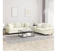 WHOPBXGAD Velvet Cream Sofa Set 2 Pieces with Cushions for Living Room, Comfortable Lounge Furniture with Soft Fabric, Sturdy Wood Metal Frame, Modern Home Decor Seating