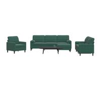 WHOPBXGAD Velvet Green Sofa Set 4 Pieces with Pillows, Modern Living Room Furniture, Soft Comfortable Seating for Relaxing, Chatting, TV Watching, Includes Loveseat, 3-Seater, Chair and Ottoman