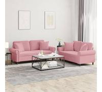 WHOPBXGAD Velvet Pink 2-Piece Sofa Set with Cushions for Living Room, Comfortable Lounge Furniture with Soft Fabric and Sturdy Structure, Perfect for Relaxing and Entertaining