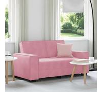 WHOPBXGAD Velvet Pink 2 Seater Sofa 120cm with Wide Armrests, Comfortable Lounge Couch for Living Room and Office, Soft Fabric with Sturdy Wood Metal Frame
