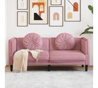 WHOPBXGAD Velvet Pink 2 Seater Sofa with Round Cushions, Modern Living Room Furniture for Small Spaces, Comfortable Lounge Chair with Soft Upholstery and Sturdy Wood Legs