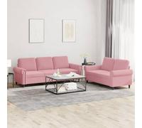 WHOPBXGAD Velvet Pink 5-Piece Sectional Sofa Set with Cushions, 2+3 Seater Living Room Furniture for Small Spaces, Soft Fabric Upholstery, Modern Conversation Pit Set for Home Decor