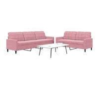 WHOPBXGAD Velvet Pink 5-Piece Sofa Set with Cushions, 2+3 Seater Living Room Furniture, Modern Lounge Conversation Sofa for Home Decor, Comfortable Soft Fabric with Sturdy Metal Frame
